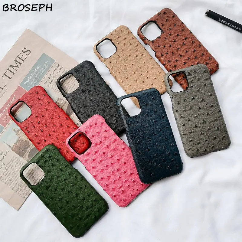Кожаный чехол с узором страуса для iPhone 11 Pro Max X XR XS ПК Жесткий Чехол 6 6s 7 8 Plus задняя