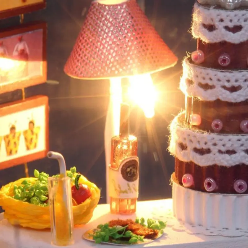 Миниатюрный Кукольный домик Рождественская мебель DIY Кукольный дом деревянный набор Девочка Рождественский подарок