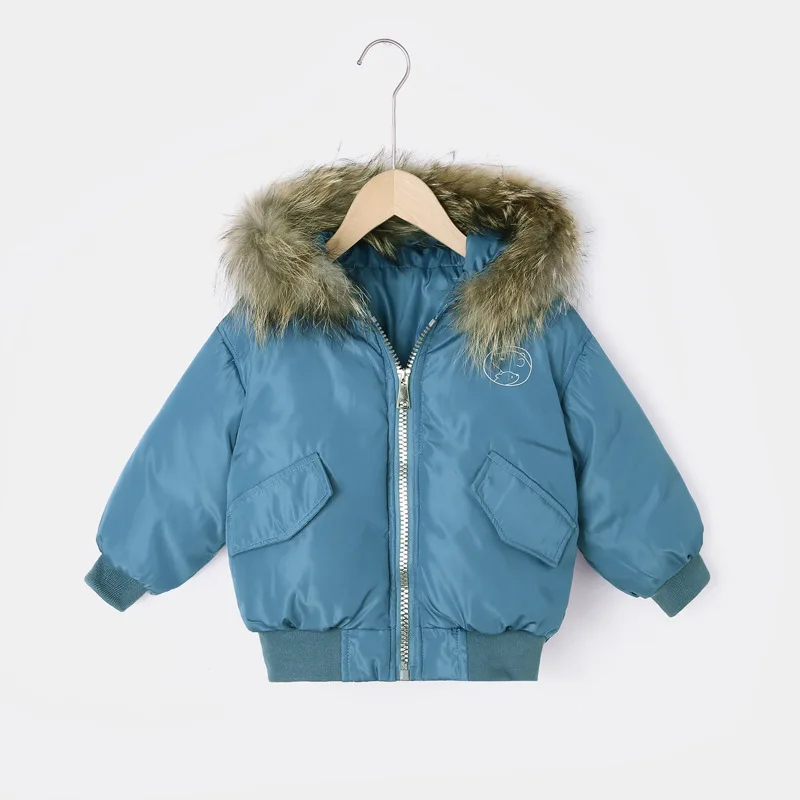 CYSINCOS/зимние детские парки Короткие пуховики для девочек ветрозащитная плюшевая зимняя одежда с капюшоном однотонная хлопковая верхняя одежда для мальчиков теплая одежда - Цвет: blue