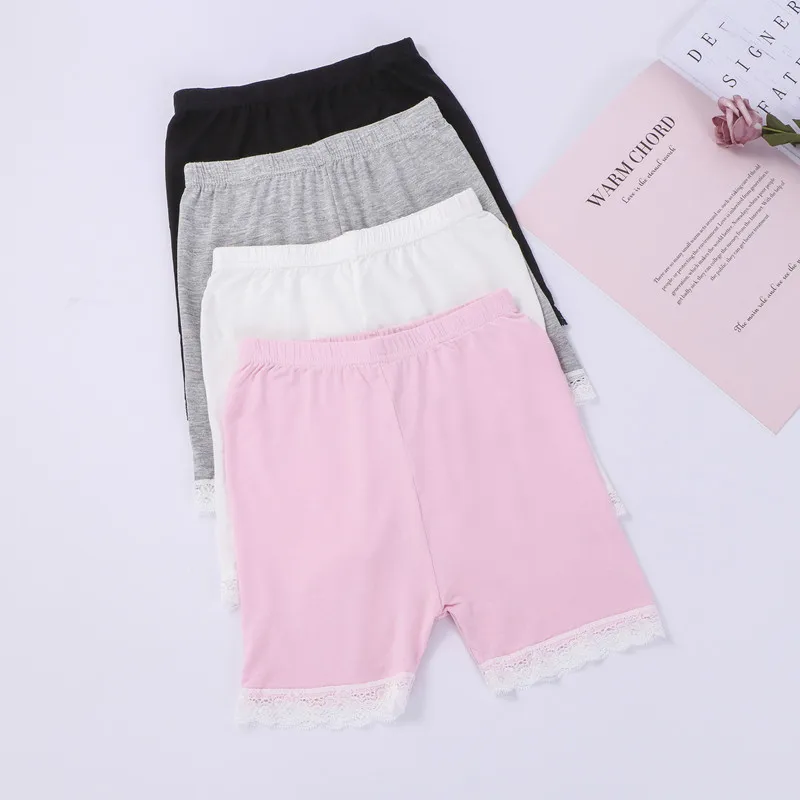 4Pcs/lot Summer Shorts Girls Clothes Baby Shorts 3 to 10Y Kids Pants Girl Solid Boxer Lace Underwear Children Safety Beach Short