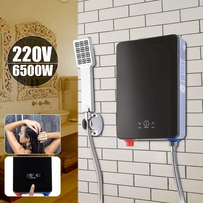 6500W Type instantané chauffe eau sans réservoir chauffe eau électrique ménage température constante prendre un affichage de LED de douche