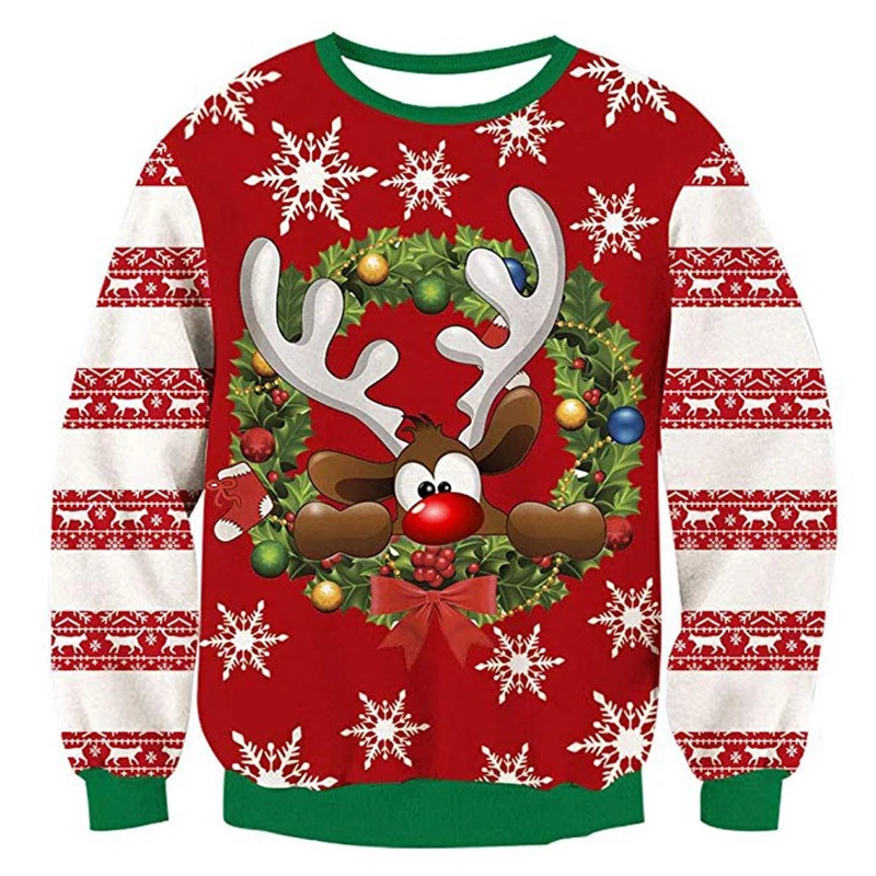 Уродливый Рождественский свитер с 3d принтом, новинка Уродливый Рождественский свитер унисекс для мужчин и женщин, пуловер с длинными рукавами и круглым вырезом, джемпер, свитер