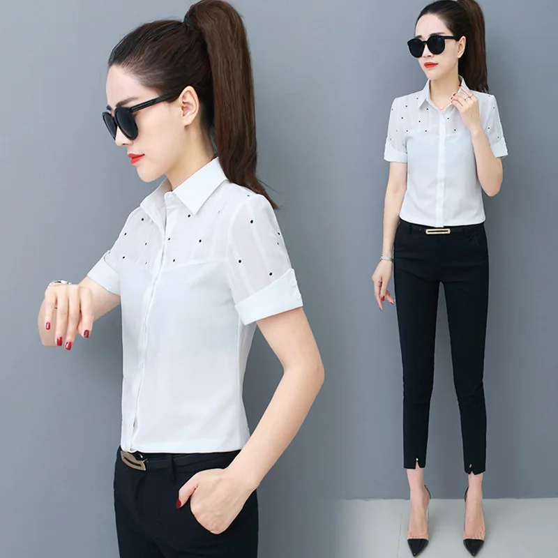 Korean Women Shirts Elegant Woman Print Shirt Plus Size Woman Print Blouse Shirts Blusas Mujer De Moda Blusas Femininas Elegante - 4.00053E+12