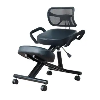 

Ergonomically Designed Knee Chair with Back and Handle Office Kneeling Chair Ergonomic Posture Leather Black Chair With Caster