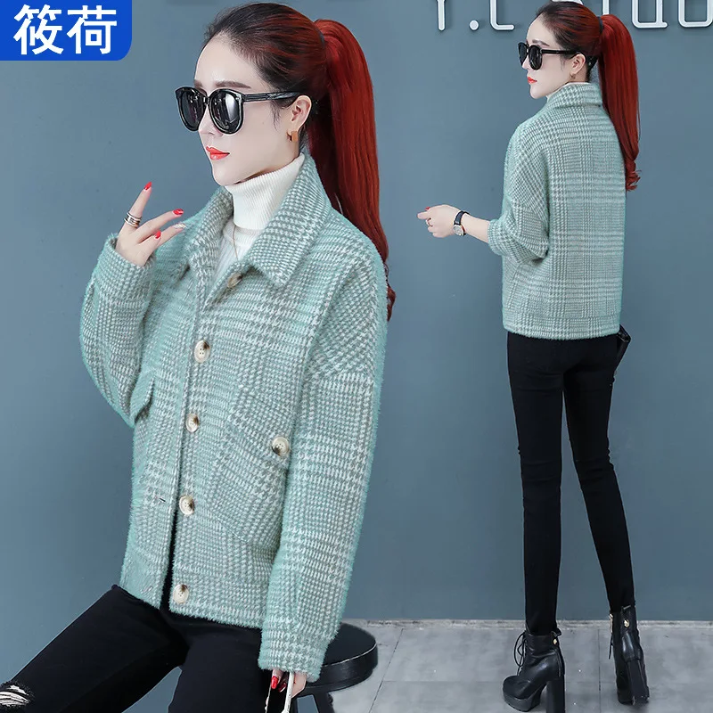 

Fake Huang Gold Mink Coat Women's 2019 New Style Autumn & Winter Korean-style Loose-Fit Short on Clothes Winter Graceful Coat