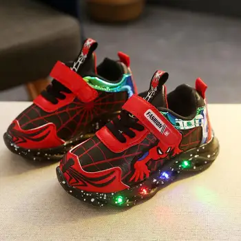

Boys Sneakers Girls Spiderman Kids Led Shoes With Lights Sneaker Spring Autumn Shoes Children Toddler Baby Girl Shoes Size 23-36