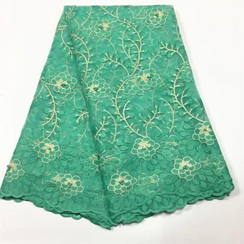 

Green Embroidery African Tulle Mesh Cloth French Net Lace Fabric For Party Dress GXN3(5Yards/Lot)