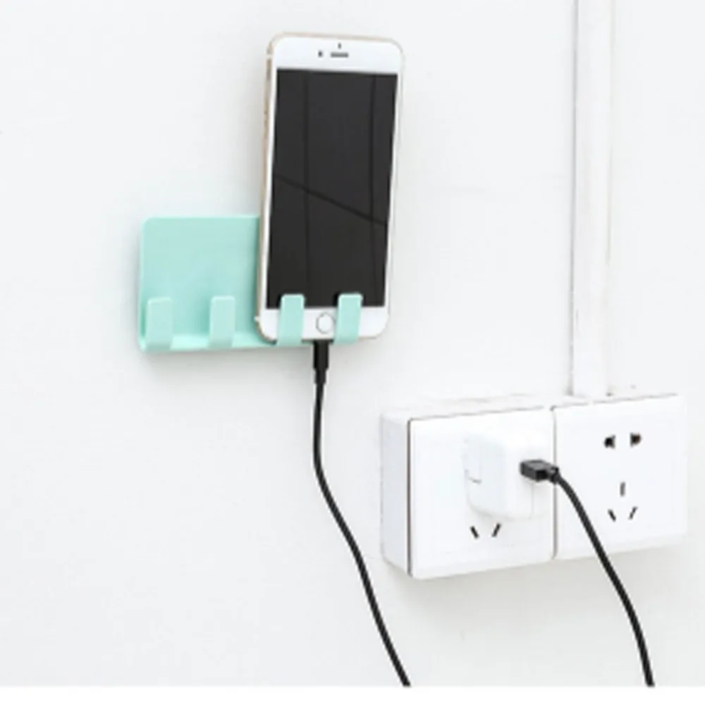 

Practical Pasted Design Wall Phone Holder Socket Charging Box Bracket Stand Holder Shelf Universal for Mobile Phone