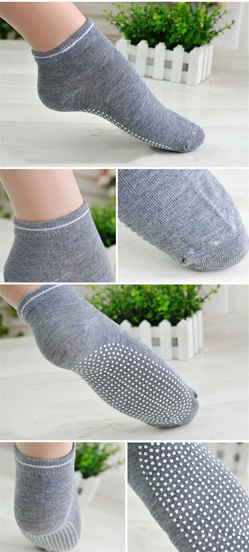 1 Pair Women Yoga Socks Anti slip Silicone Gym Pilates Ballet Socks Fitness Sport Socks Cotton Breathable Elasticity 5 Colours (2)