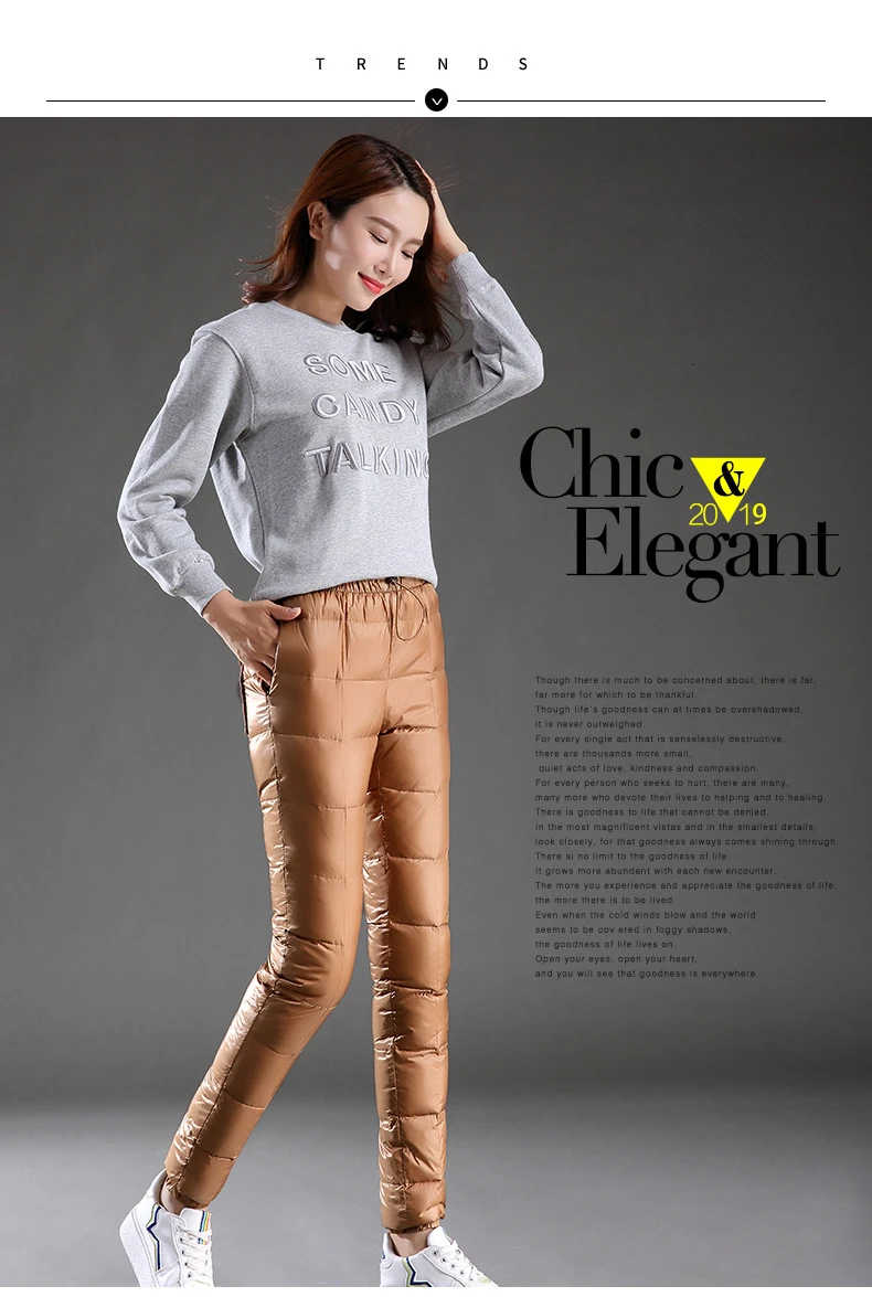 Winter Women Pants Outdoors Down Pants High Waist Thickening Warm Pants For Women Trousers Female