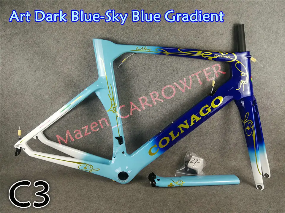 Cheap Black on Black UD Matte Colnago CONCEPT carbon road frames+Handlebar+Saddle+bottle cages 50mm carbon wheels Novatec A271 hubs 24