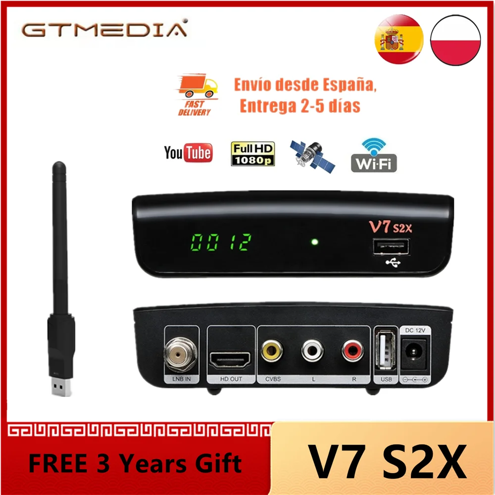 FTA 1080P Gtmedia v7 s2x DVB-S2 спутниковый ресивер с Usb Wifi цифровой приемник gtmedia v7s2x
