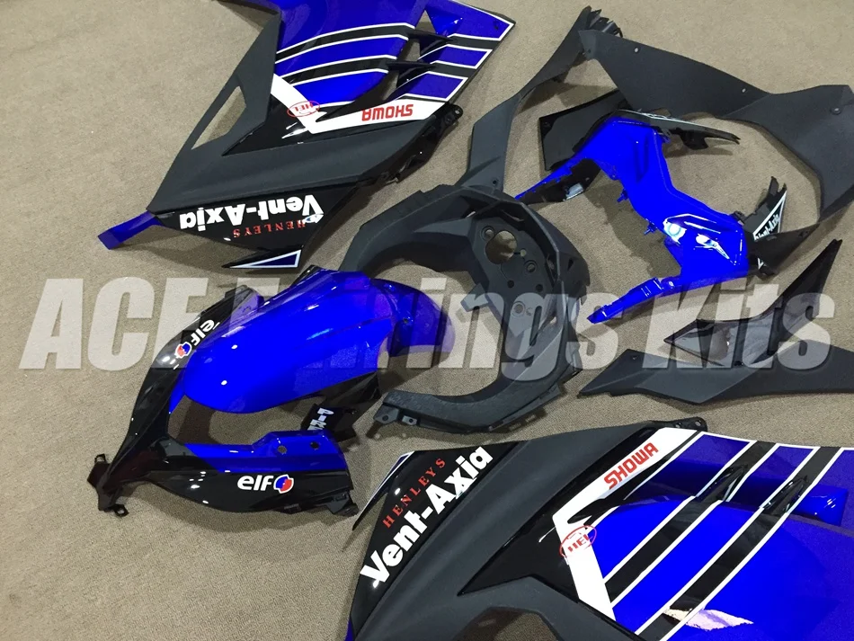 ABS обтекатель комплект подходит для Kawasaki Ninja300 EX300 300R 2013, 13, 14, 15, 16, 17, Обтекатели Пользовательские Цвет Синий