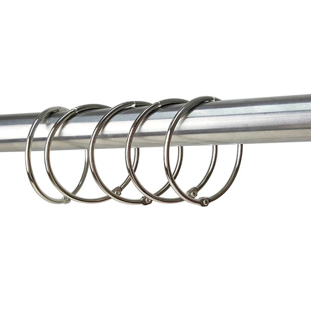 12 PCs Office Rustproof Glide Shower Curtain Rings Nickel Plated Loose Leaf Hanging Home Keychain Hinged School Bathroom Book