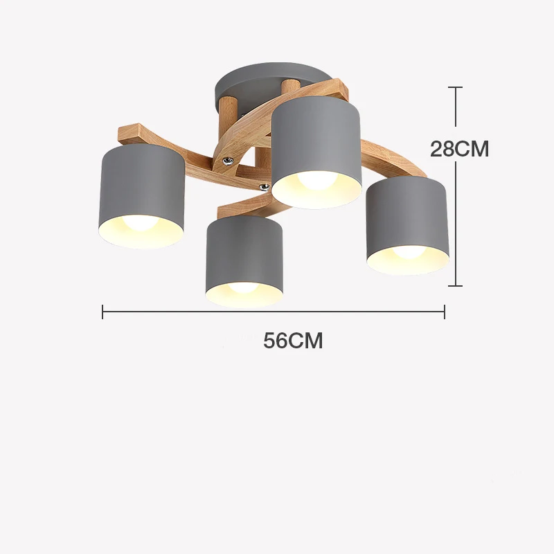 Скандинавское дерево E27 потолочный светильник простой арт стальной потолочный светильник спальня гостиная блеск Кухня Столовая и Бар Потолочные светильники Avize - Цвет корпуса: Gray 4 Heads