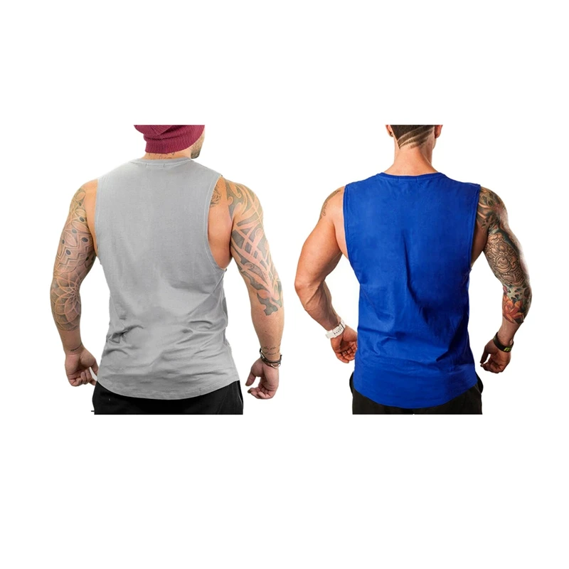 Muscleguys, 2 шт., Мужская одежда для бодибилдинга, мужская майка без рукавов, майка для фитнеса, спортивная одежда, хлопок