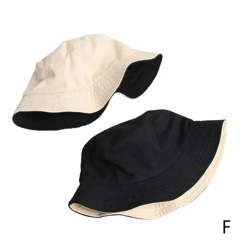 Мужские и женские шляпы в рыбацком стиле, одноцветные двухсторонние Панамы от солнца, двухсторонняя Двусторонняя шапка в повседневном стиле - Цвет: F