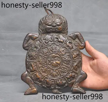 

christmas Old Tibet Buddhism bronze 12 Zodiac eight treasures Mahakala statue Wall hanging halloween