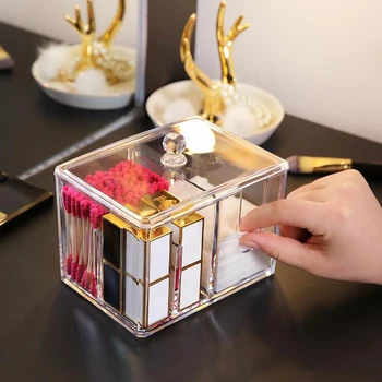 

Makeup Organizer Transparent Storage Box Cosmetic Holder Cotton Swab Cotton Cotton Storage Box Desktop Jewelry Box Acrylic