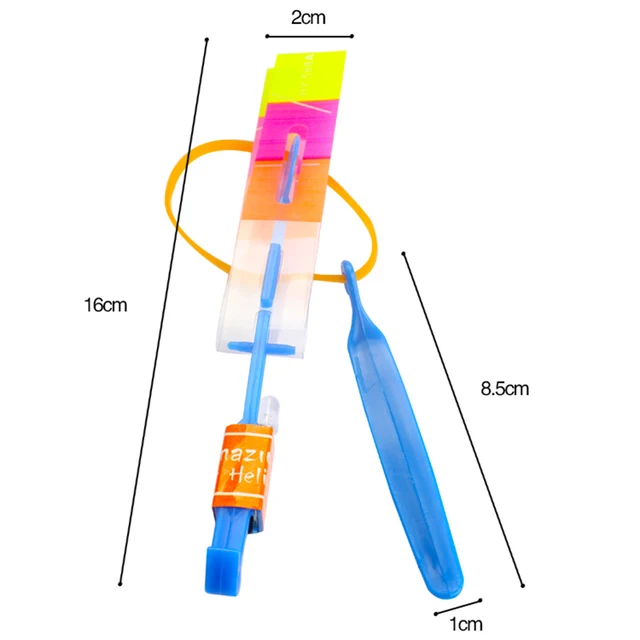 10PCS Outdoor Slingshot Toys Shining Rocket Flash LED Light Night Kids Shine Slingshot Elastic Helicopter Rotating Toy 6