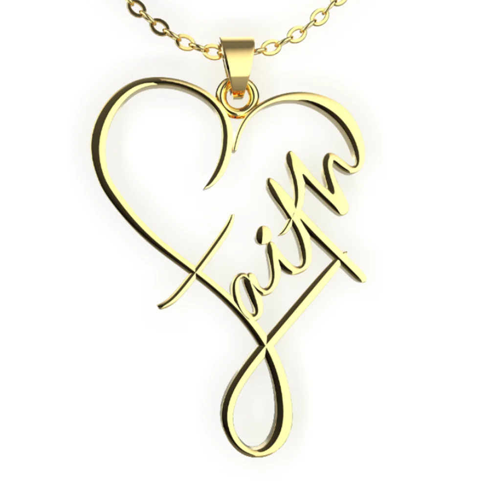 1pc New Stainless Steel Faith Pendant Necklace Faith Necklace for Women Men Fashion Christian Inspirational Jewelry Gift