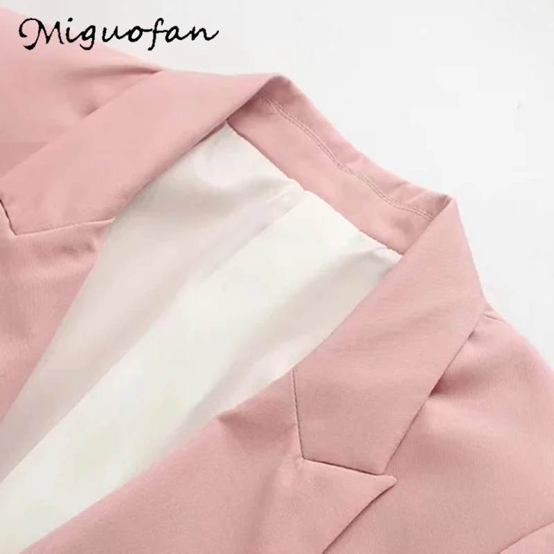Miguofan Women solid blazers coats jackets Pocket Slim Fit Office Cardigan Blazer Autumn Winter Female Long Sleeve Outwear