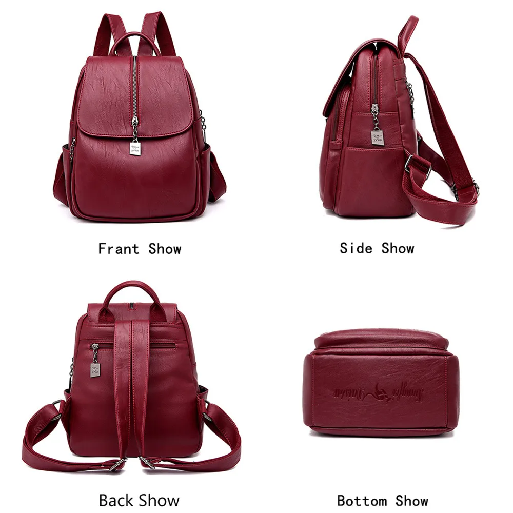 Женский кожаный рюкзак школьный для девочек подростков 2019| |