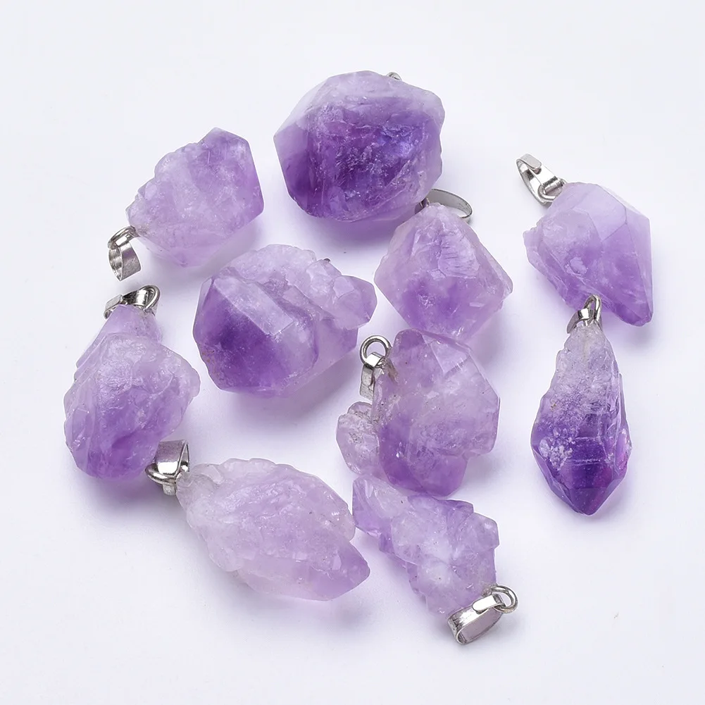 

Healing Irregular Healing Stone Pendant Necklace Brazil Amethysts Crystal Random shaped Stones Reiki Fashion Mineral Jewelry