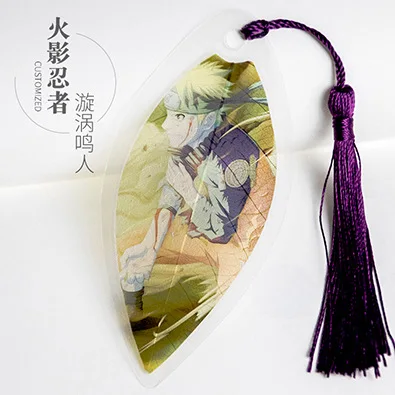 Синий Japanese Anime Naruto Leaf Shape Bookmarks Waterproof Transparent PVC Plastic Bookmark Beautiful Book Marks Gift - Цвет: Синий
