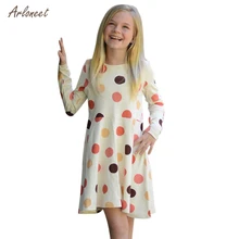 ARLONEET/зимние платья для девочек на вечеринку и свадьбу, платье принцессы для отдыха с длинными рукавами и принтом в горошек vestido princesa infantil