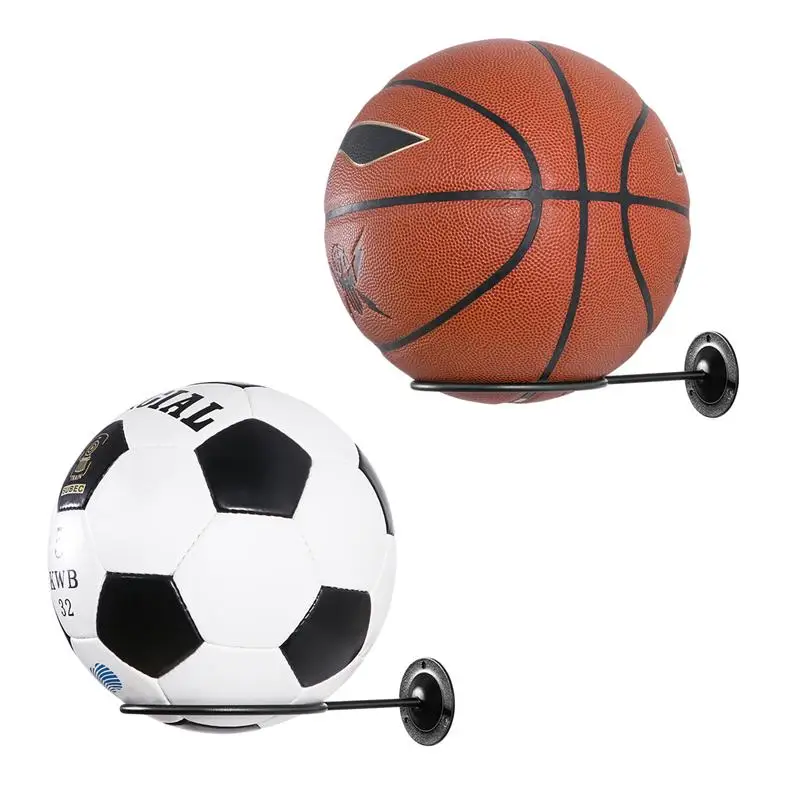 

Clispeed 2PCS Wall-Mounted Ball Holders Display Racks for Basketball Soccer Football Volleyball Exercise Ball (Black)