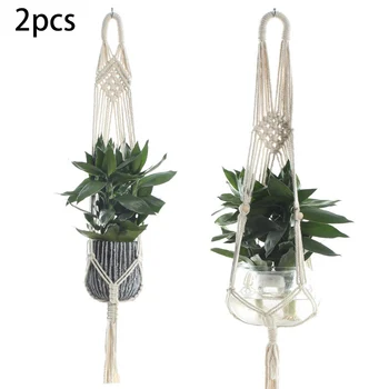 

2Pcs Plant Hanger Basket Linen Rope Planter Net Bag Wedding Decoration Hanging Basket Rope Pot Holder