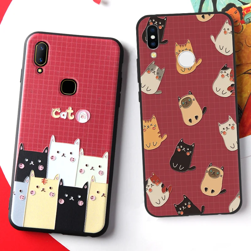 3D защитный кожух для huawei P20 P30 Pro P8 P9 P10 Lite 2017 P Smart 2019 Y5 Y6 Y7 Prime Y9 2018 милый кот Мягкий