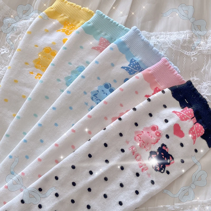 Ms Lolita cotton socks warm autumn uniform socks thick stripe Japanese thin leg