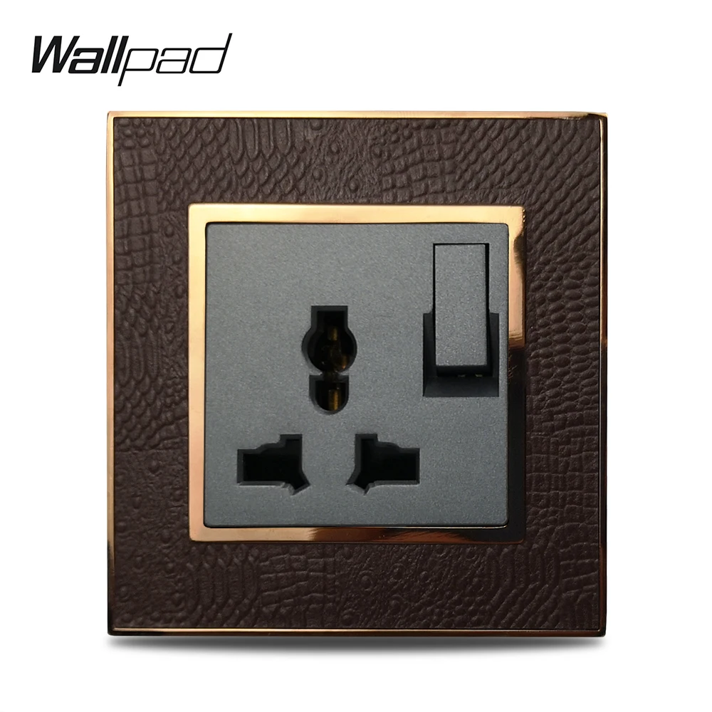 

Wallpad L1 Gold Metal Frame EU UK US Universal Multi Function Wall Electric Power Single Socket Outlet Leather Panel