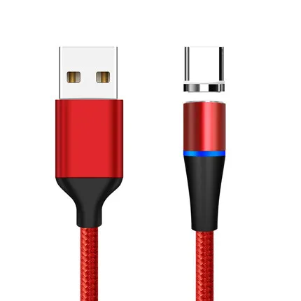 Red With Plug Магнитный зарядный кабель Sarika 3A 360 usb type C для мобильного телефона samsung huawei Xiaomi, светодиодный магнитный кабель usb type-C - Цвет: Red With Plug