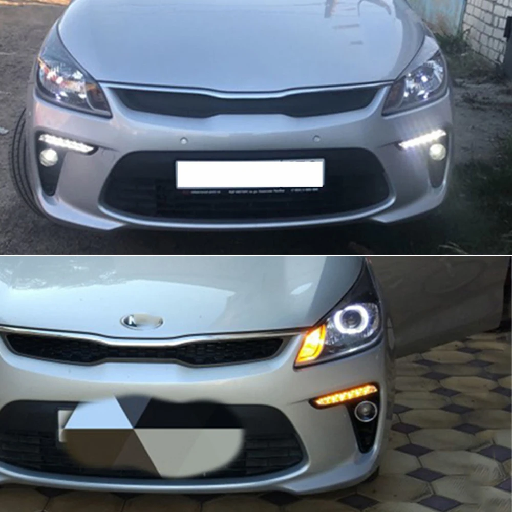 1 пара DRL Для Kia Rio K2 2017 2018 Желтый поворотный сигнал стиль реле водонепроницаемый