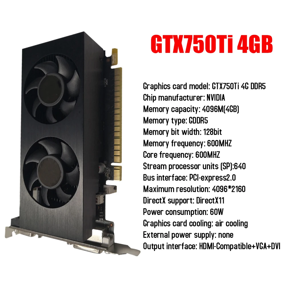 GTX750Ti/GTX960/GTX1050Ti Video Card GDDR5 Graphics Card 128bit PCI-Express2.0 w/ Dual Cooling Fan PC Computer Gaming Accessory gpu computer Graphics Cards