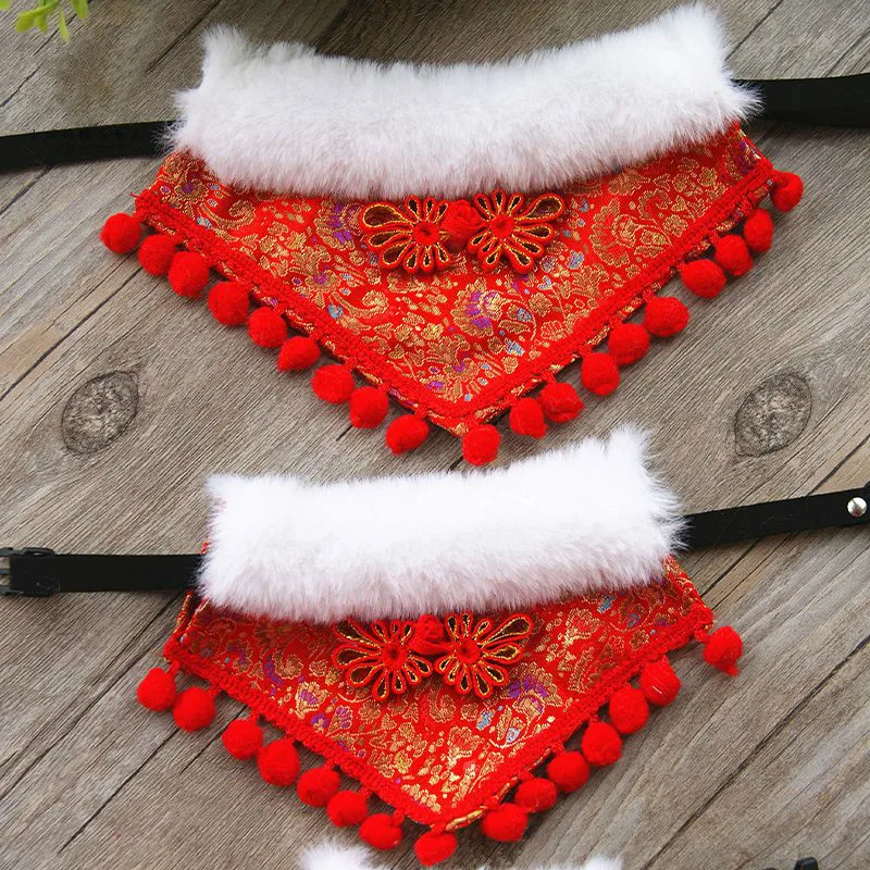 Christmas Dog Accessories Warm Pet Bandana Short Plush Dog Scarf Cute Pet Accessories for Puppy Cat Winter Dog Supplies