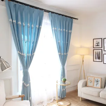 

Korean Idyllic Embroidered Dandelion Embroidered Shade Curtains for Living Dining Room Bedroom.