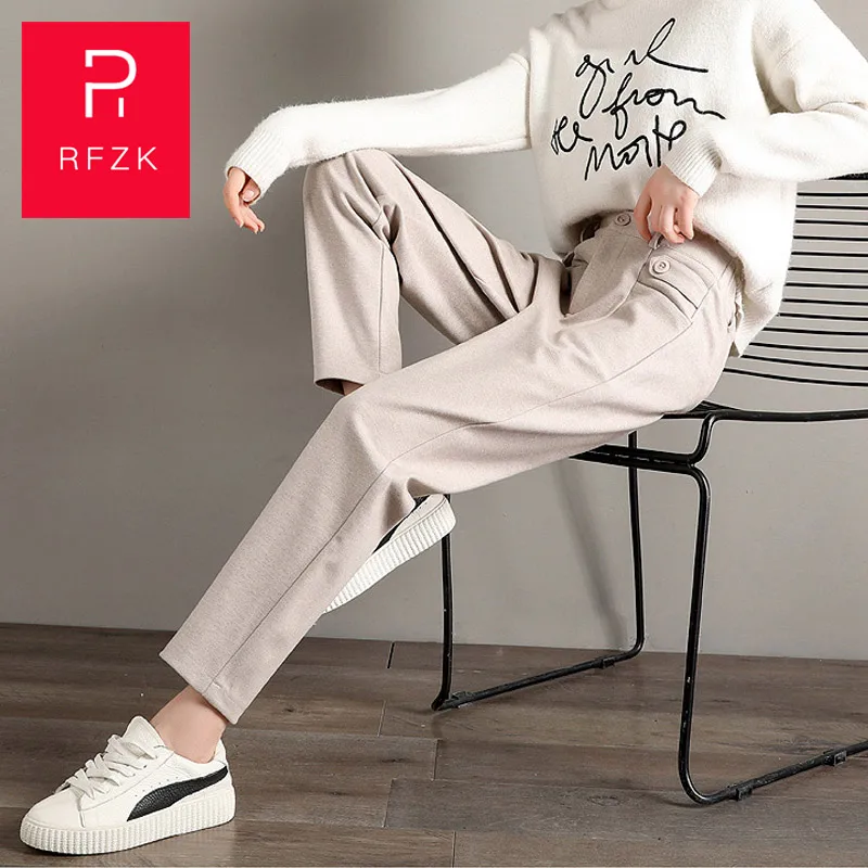 

Rfzk 2020 New Women Elastic Woolen Pant Female Plus Size Casual Trousers Harem Pants Winter Wool Ankle-Length Turnip Harun Pants