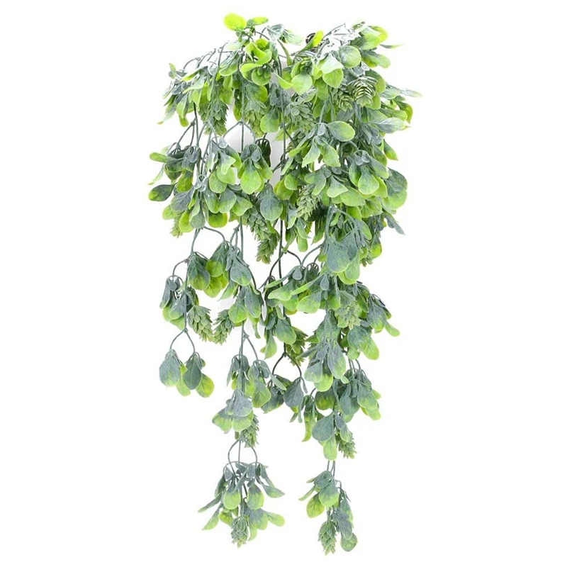 

2Pcs Artificial Hanging Vine Plants Fake Greenery Ivy Plastic Trailing Weeping Pine Cone Plants for Christmas Decor