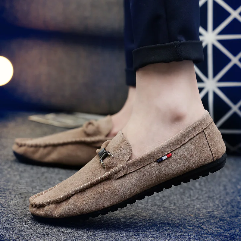 

Spring And Autumn Moccosins Men's Suede Flat Top Shoes Men's Casual Loafers Versatile Men's Korean-style Trend Slip-on Cloth Sho
