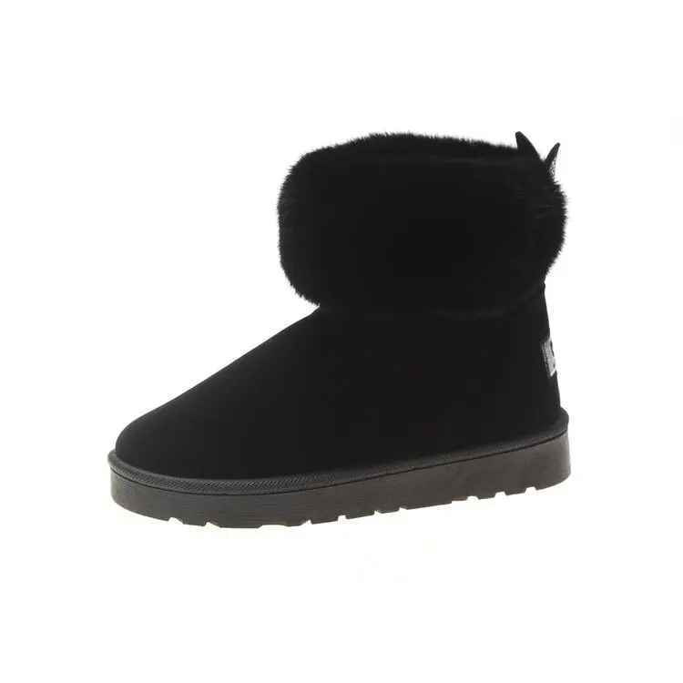 Новинка года; женские ботинки; теплая зимняя женская обувь; женские ботильоны; botas mujer; плюшевые женские зимние ботинки; обувь с кроликом; NW4024 - Цвет: Черный