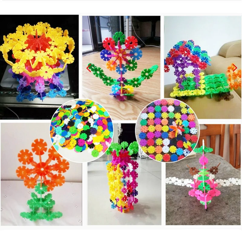 Color Middle Hole Letter Or Circle Sent Randomly Snowflake Building Blocks Educational Christmas Children Assembling Classic Toy