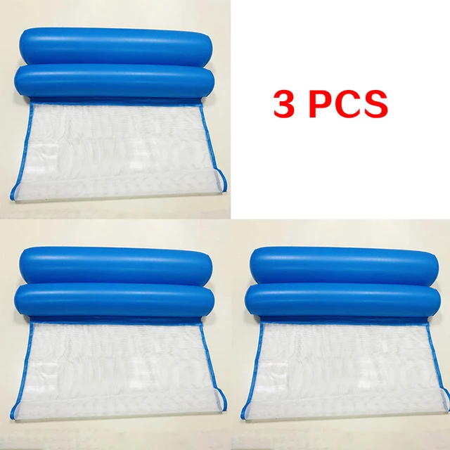 Water hammock recliner inflatable floating Swimming Mattress sea swimming ring Pool Party Toy lounge bed for swimming Royal blue 3pcs