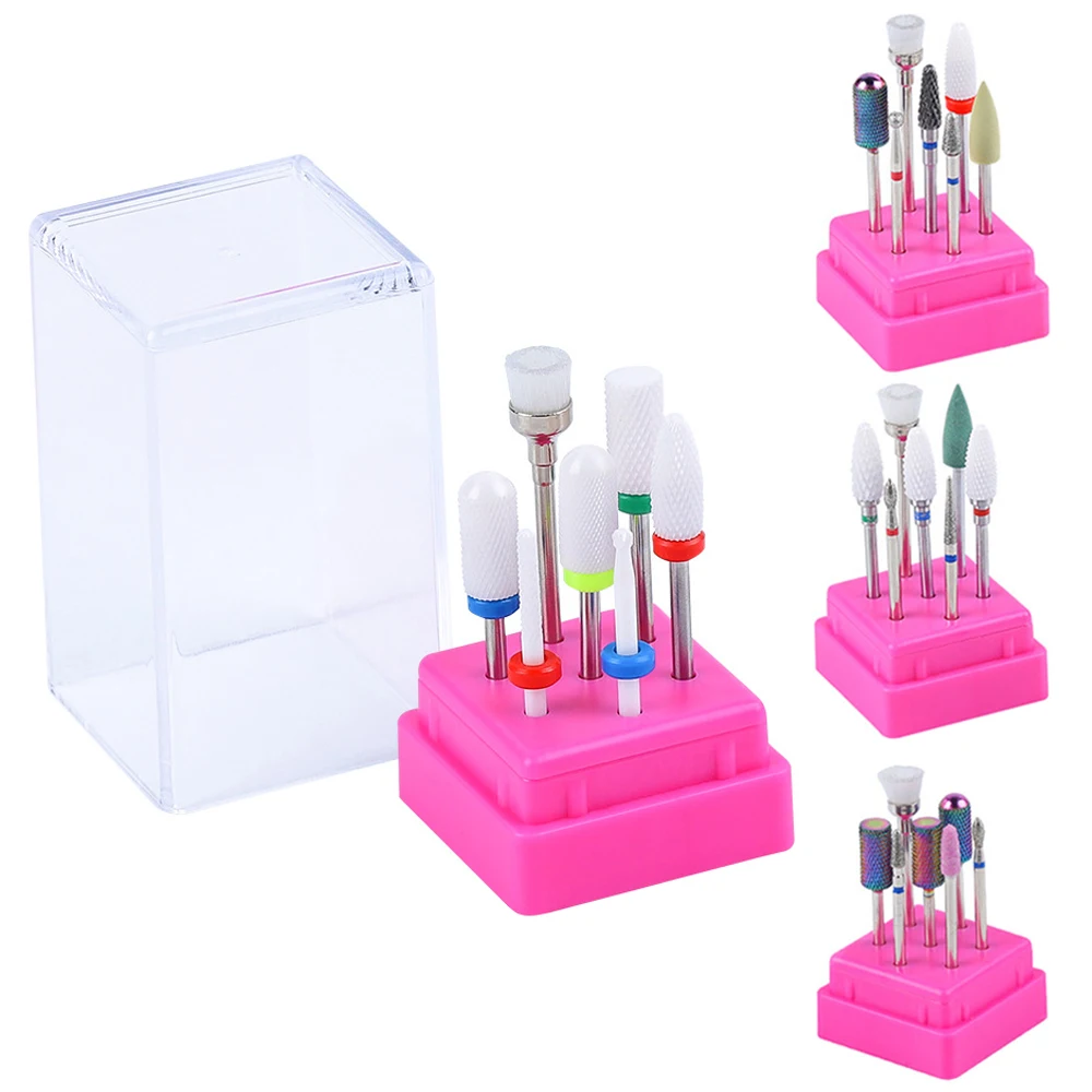 

7 Pcs Cutter for Manicure Tungsten Carbide Nail Drill Bit Set Milling Cutters with Nail File Holder Nail Art Pedicure Tools Kit