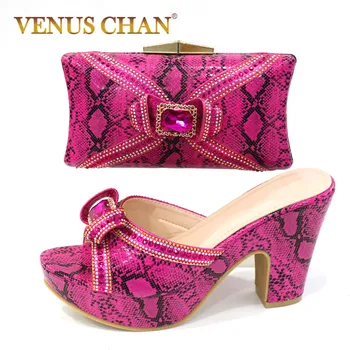 

New African Elegant Gold Color Shoes And Bag To Match Set Nigerian Italian High Heels Party Shoes And Bag Set For Wedding Dress