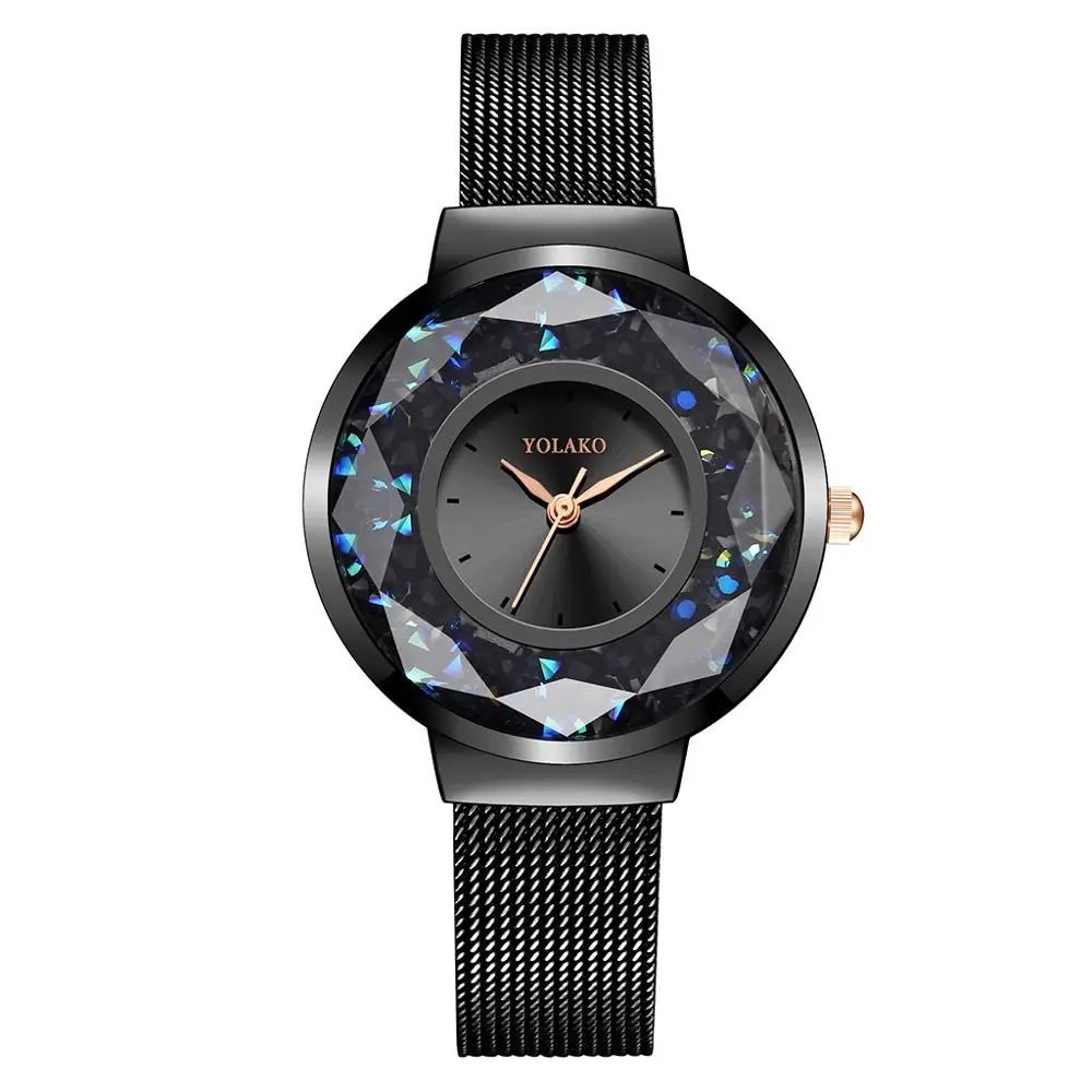 Модные повседневные женские часы стальной сетчатый ремешок аналоговые кварцевые женские часы розовое золото женские наручные часы Montre Femme Relogio A30 - Цвет: Black
