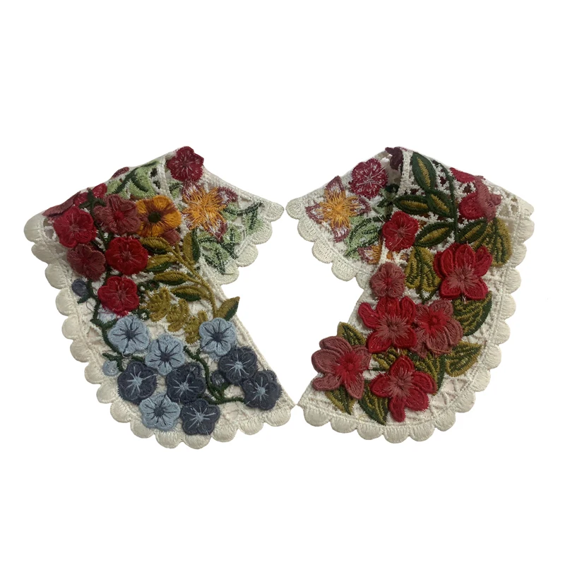 1 쌍 수 놓은 가짜 Neckline 칼라 DIY 여성 Applique 바느질 용품 아프리카 Guipure 레이스 원단